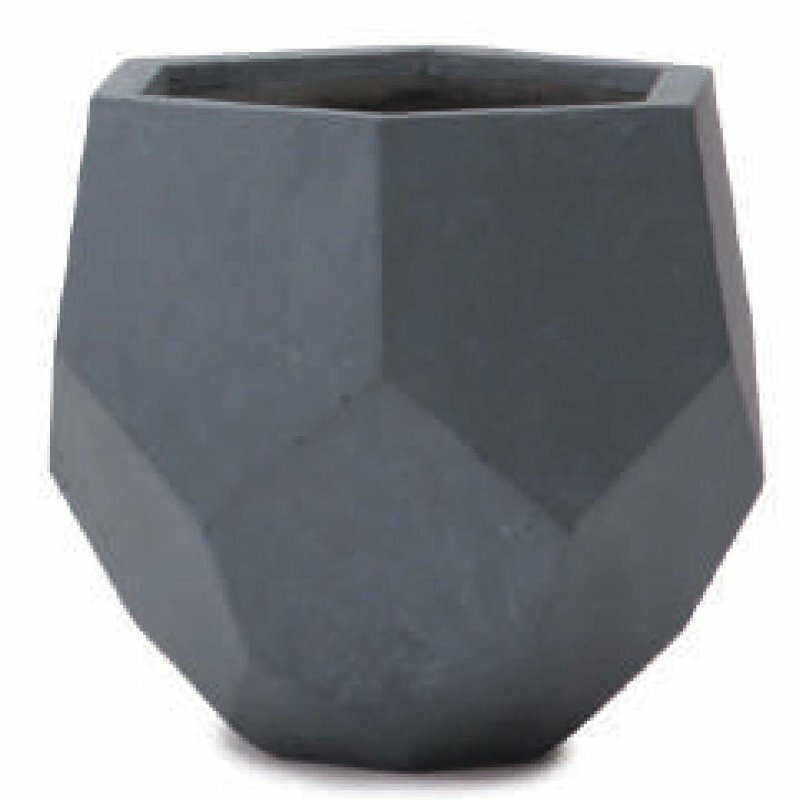 花・観葉植物用ポット ファイバークレイ ヘクサ 多面体プランター M 43/B 灰（1個入り）fm-027h43e [KTp187] 大型ポット （代引き不可）ホテル・オフィスビル・店舗 インテリア エクステリア