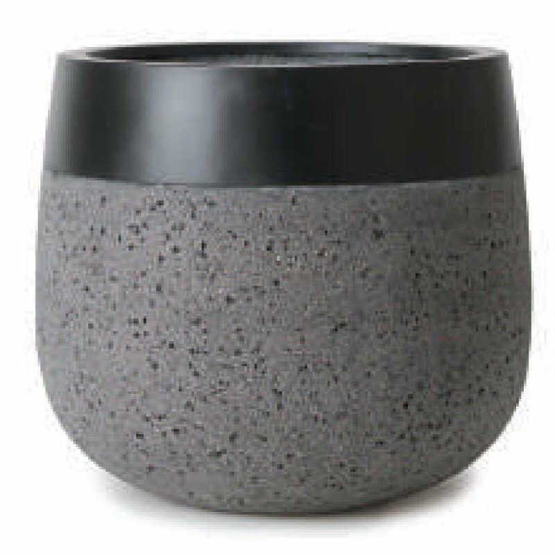 花・観葉植物用ポット ファイバーストーンツートーン タウルス ミドル ツートーン M 40/A マット黒（1個入り）fs-206k40m [KTp113] 大型鉢カバー （代引き不可）ホテル・オフィスビル・店舗 インテリア エクステリア