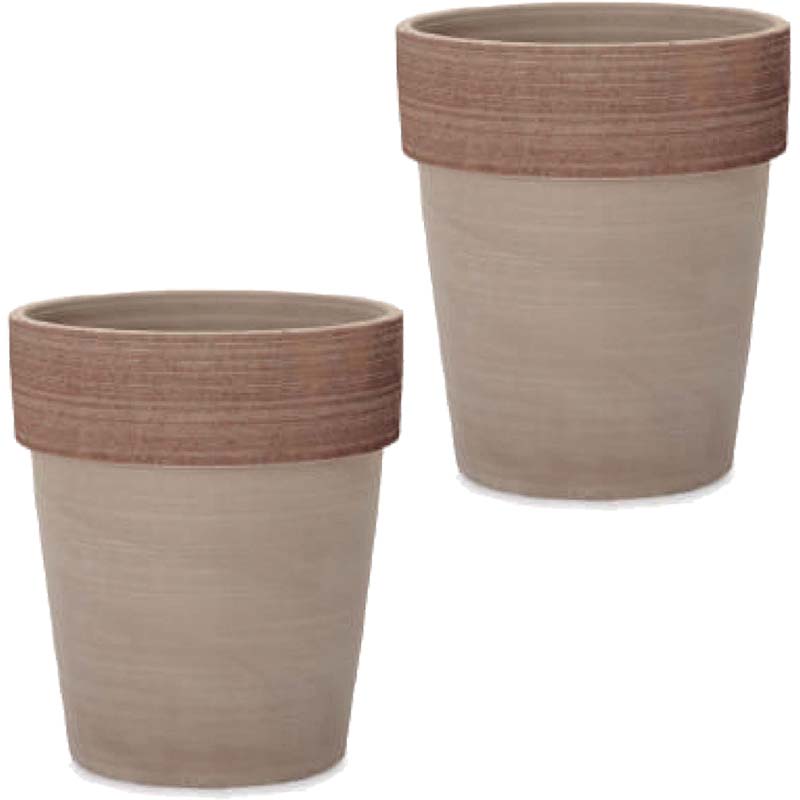 花・観葉植物用ポット イタリアンテラコッタ アルト モカ・グラフィアート M 8号（2個入り）it-kk0323j..