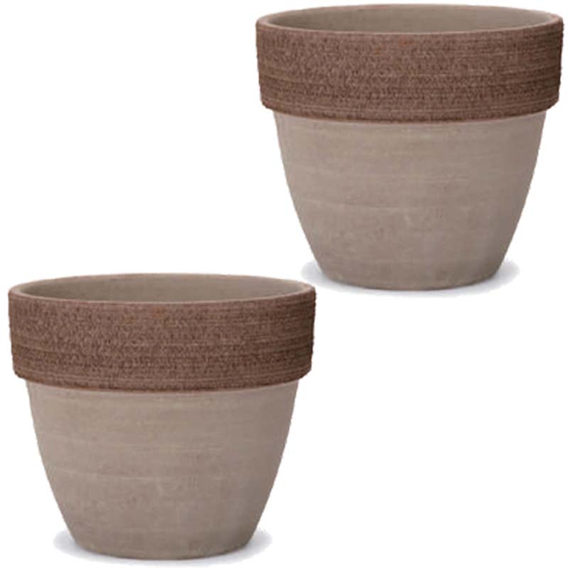 花・観葉植物用ポット イタリアンテラコッタ パラディオ モカ・グラフィアート L 8号（2個入り）it-kk1..