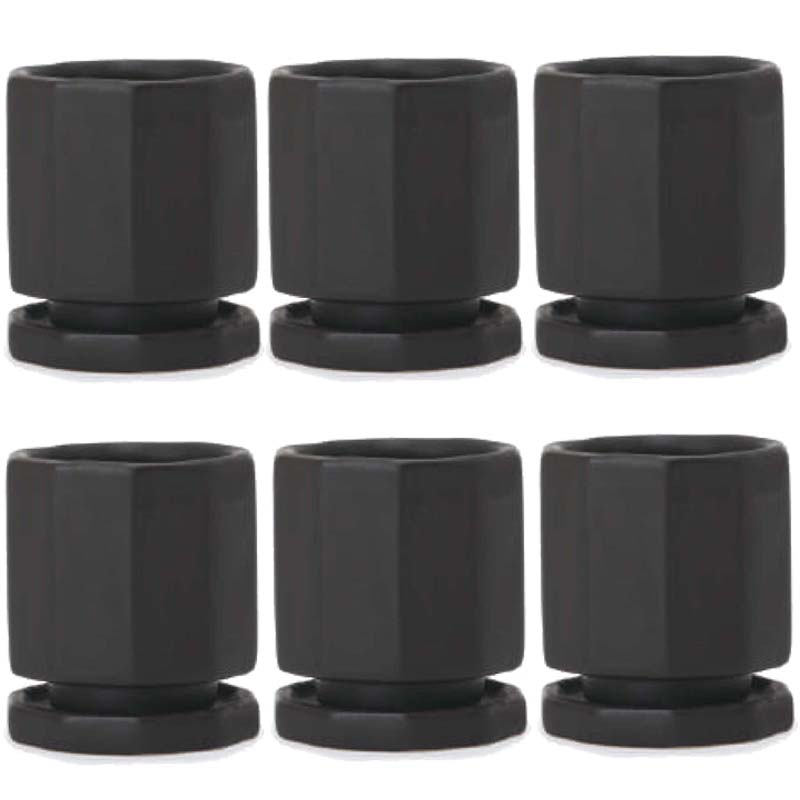 花・観葉植物用ポット シア クライド 2号 ブラック（6個入り）ix-a04k02p [KTp418] ミニポット 受皿付 ..