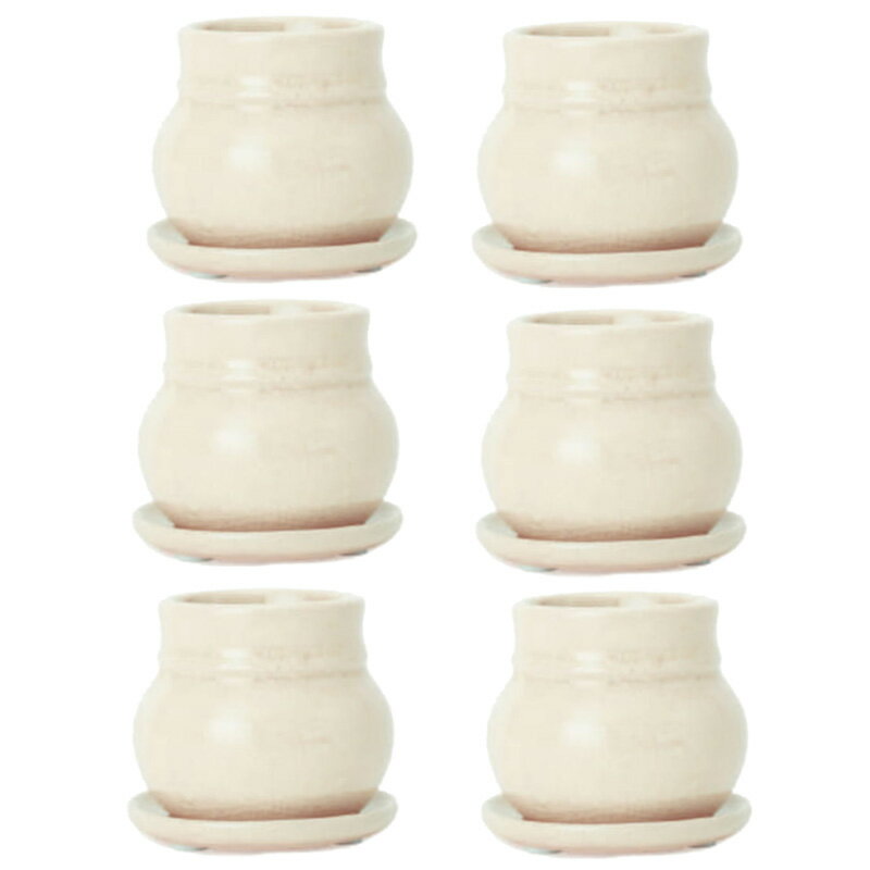 花・観葉植物用ポット シア ウィザム 2号 クリーム（6個入り）ix-a05c02p [KTp419] ミニポット 受皿付 ..