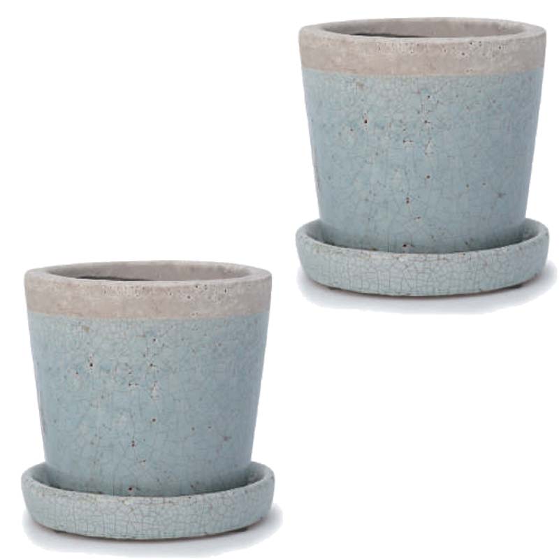 花・観葉植物用ポット クレーパ 6号 M 青（2個入り）sh-002b06p [KTp427] ミニポット 受皿付 （代引き..