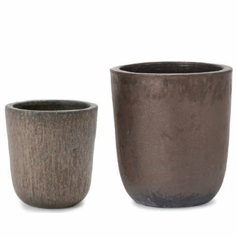 花・観葉植物用ポット ウーヌム ユーポット 2/SET/B L/M ブロンズ釉（LM各1個入り計2個セット）vr-001c..