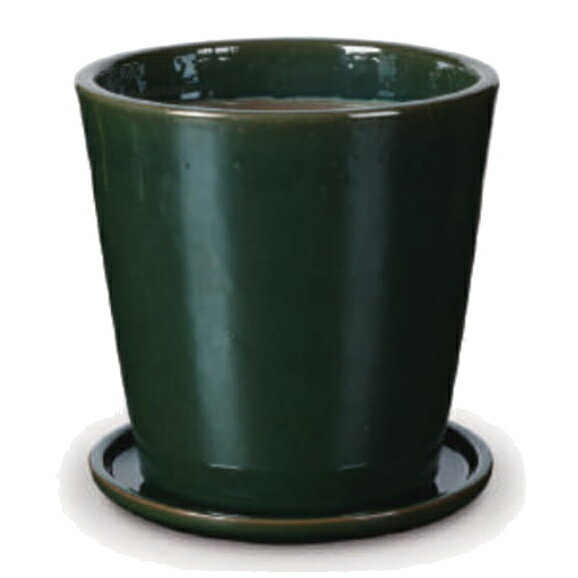 花・観葉植物用ポット ビトロ ドーセ S 8号/A グリーン釉（1個入り）vt-r10g08p [KTp325] 小型ポット 受皿付 （代引き不可）ホテル・オフィスビル・店舗 エクステリア インテリア