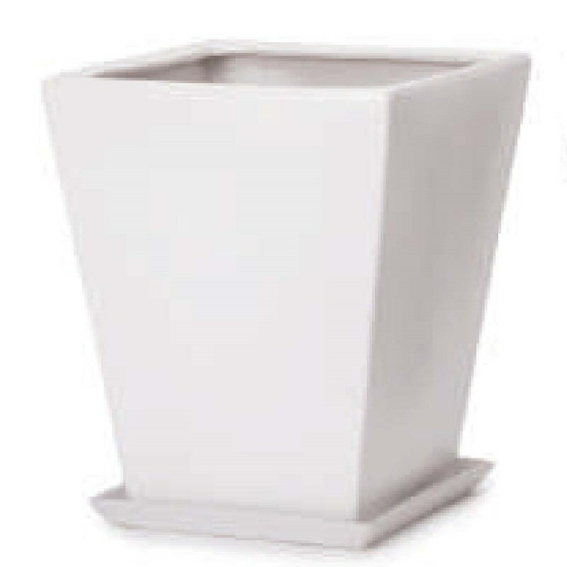 花・観葉植物用ポット WYモダン モダン WY10 マット釉 受皿付セット S 9号/A 白（1個入り）wy-010w09p ..