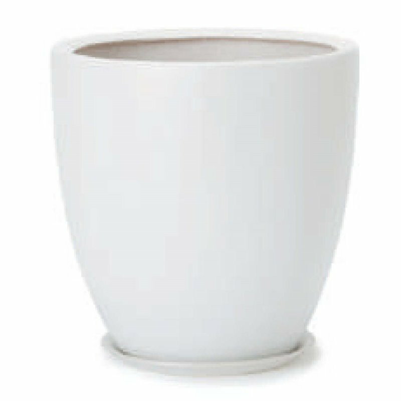 花・観葉植物用ポット WYモダン モダン PR6 マット釉 受皿付セット L 13号/A 白（1個入り）wy-pr6w13p ..