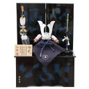 五月人形 兜 収納飾り 1/4 幅40cm(245to0135)加藤良 上笹 紺糸縅 白小札極上 江戸甲冑 根来塗り(青) ym1124n(gk168b/yb1...