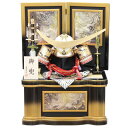 五月人形 着用兜 収納飾り 25号 幅61cm(245to0325)伊達兜 金三日月前立、銀小札 戦国武将 黒金ぼかし龍虎彫 ym1198n(gk219b/yb...