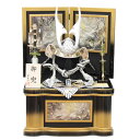 五月人形 着用兜 収納飾り 25号 幅61cm(245to0326)貫先兜 シルバー 彫金 黒金ぼかし龍虎彫 ym1199n(gk220b/yb1085/yy1...