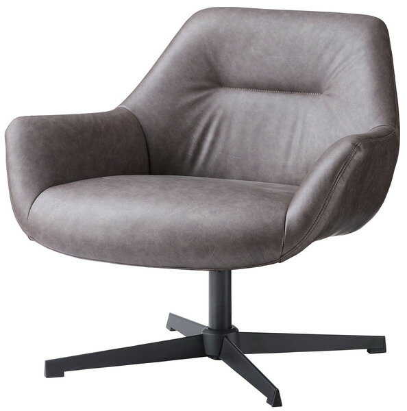 ラウンジチェア　PC-185DBR　ダークブラウン　 パーソナルチェア 回転式 クロスレザー生地 イス 椅子 クッション性 おしゃれ シンプル モダン 回転チェア ワークチェア 在宅勤務 テレワーク リモートワーク