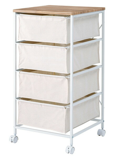 キャンバスチェスト4段　MIP-378　ホワイト　 キャンバスチェスト チェスト キャンバス生地 ホワイト ..