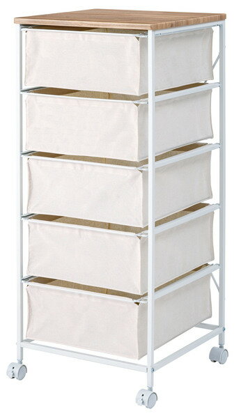 キャンバスチェスト5段　MIP-379　ホワイト　キャンバスチェスト チェスト キャンバス生地 ホワイト ナ..