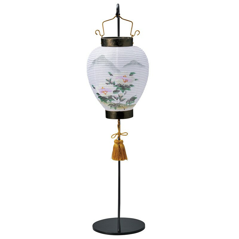 盆提灯 岐阜提灯 置き提灯 創作提灯 メタルスタンド付きミニ御所提灯 ほうずき御所芙蓉 高さ18cm (P19)(2397) LED コードレス 初盆 新盆 お盆