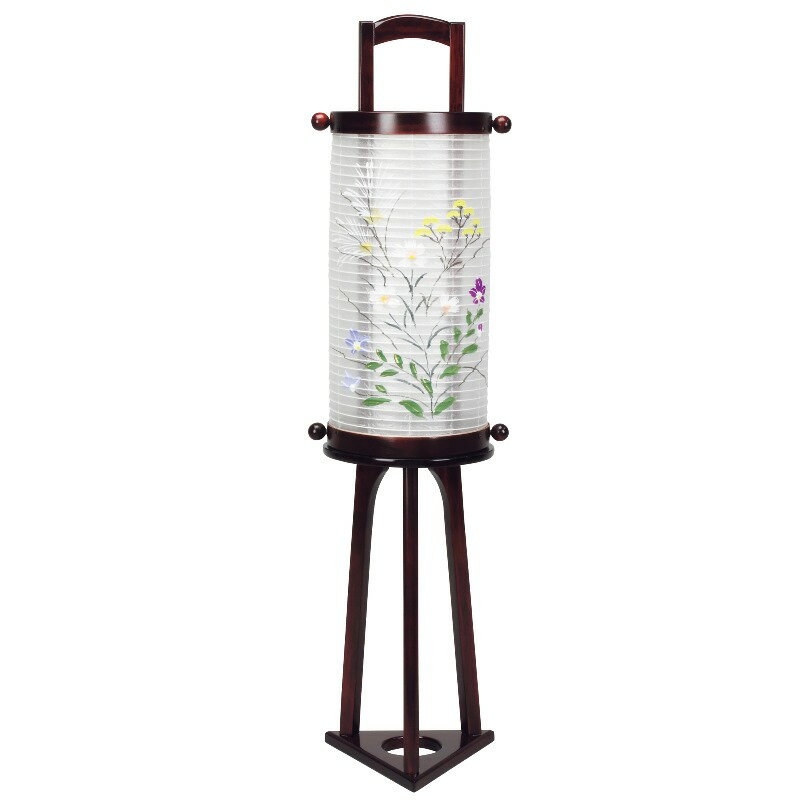 盆提灯 八女提灯 創作提灯 愁霊燈 いろどり絹絵入 高さ62cm （P13)(8730-04341y) 置き提灯 電気コード式 初盆 お盆