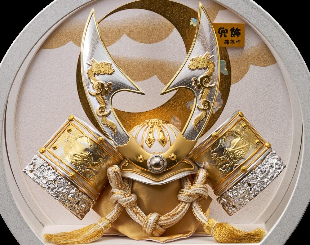 五月人形 端午の節句 兜ケース 藤翁作 山城 盛上げ大鍬型の兜 v255-748 アクリルケース コンパクト 軽量　送料無料