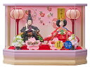 雛人形ケース飾 彩乃豆親王飾り紫 233-259 アクリルケース 雪洞電気入り 超コンパクト幅42cmシリーズ ひな人形 お雛様 桃の節句 2人飾 二人飾 コンパクト