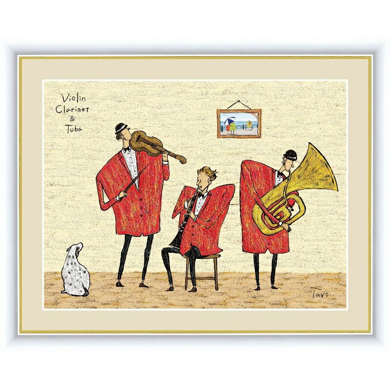 クラシック トリオ- funny musician -High precision art picture〜 Partially colored by artist 〜F6サイズ：52×42cm（額の最長辺のサイズです）本紙：新絹本額：アク...