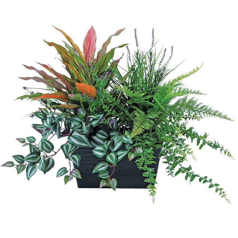人工観葉植物 MIX プランター TypeA ポット付き 高さ50cm （P102-91654) （代引き不可） インテリアグリーン フェイクグリーン