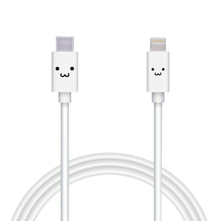 iphone 充電 ケーブル 1.5m データ転送 タイプC-ライトニング ホワイトフェイス かわいい しろちゃん 急速充電 Apple認証 純正品質 ホワイト MPA-FCL15WF MPA-FCL15WF エレコム ELECOM