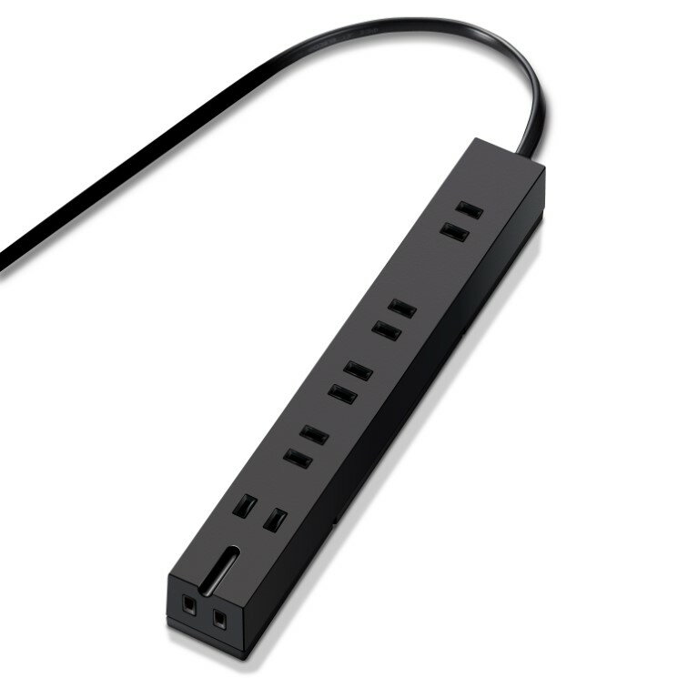 電源タップ 雷サージ ほこりシャッター 回転パーツ付き 固定 / 吊下 可能 倒れにくい 2ピン / 3ピン 対応 6個口 3m 黒 T-KF01-2630BK エレコム ELECOM