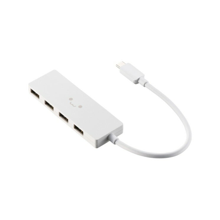 エレコム Type-C ハブ USB2.0 USB-A ×4 バスパワー コンパクト 薄型 USB-C ポート搭載 MacBook mac Sur..