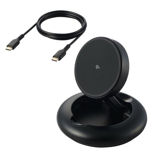 エレコム ワイヤレス充電器 Qi 認証 Qi2 対応 15W / 7.5W / 5W マグネット式 スタンド 2Way 折り畳み式 ケーブル付属 1m 【 Qi2対応 iPhone AirPods 各種対応 】 ブラック W-MA08BK エレコム ワイヤレス充電器 Qi 認証 Qi2 対応 15W / 7.5W / 5W マグネット式 スタンド 2Way 折り畳み式 ケーブル付属 1m 【 Qi2対応 iPhone AirPods 各種対応 】 ブラック W-MA08BK