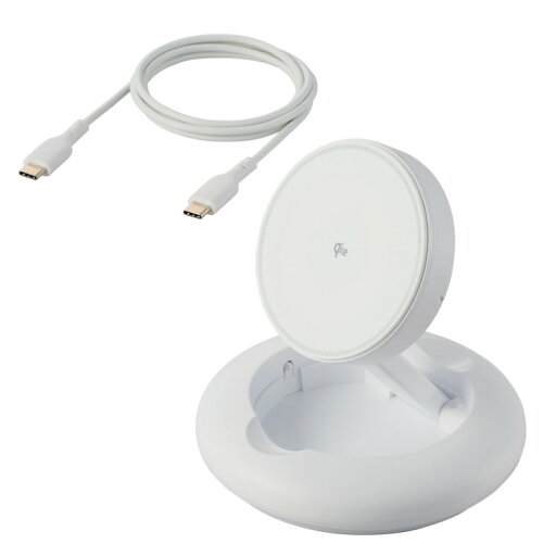 エレコム ワイヤレス充電器 Qi 認証 Qi2 対応 15W / 7.5W / 5W マグネット式 スタンド 2Way 折り畳み式 ケーブル付属 1m 【 Qi2対応 iPhone AirPods 各種対応 】 ホワイト W-MA08WH エレコム ワイヤレス充電器 Qi 認証 Qi2 対応 15W / 7.5W / 5W マグネット式 スタンド 2Way 折り畳み式 ケーブル付属 1m 【 Qi2対応 iPhone AirPods 各種対応 】 ホワイト W-MA08WH