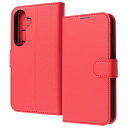 GalaxyS25 ケース 手帳型 レッド 耐衝撃 傷に強い 頑丈 丈夫 強い シンプル カード 収納 ポケット ストラップホール 付 スタンド 機能 マグネット ベルト Galaxy S25 ギャラクシー SC-51F RT-GS25ELC1-R