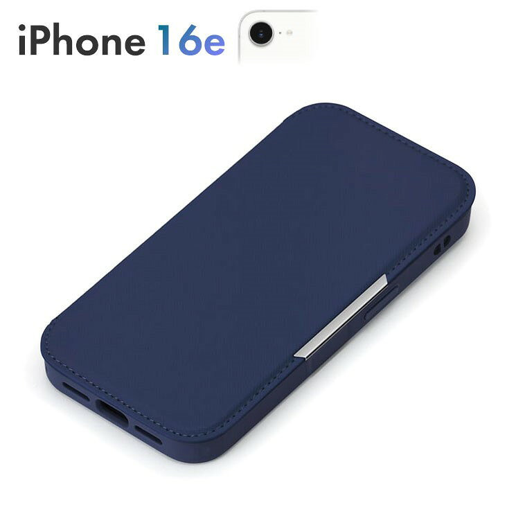 乐天商城 - iPhone 17e 16e 手帳 ケース ネイビー 背面 クリア 透明 サフィアーノ ガラスフリップケース PG-25KGF06NV