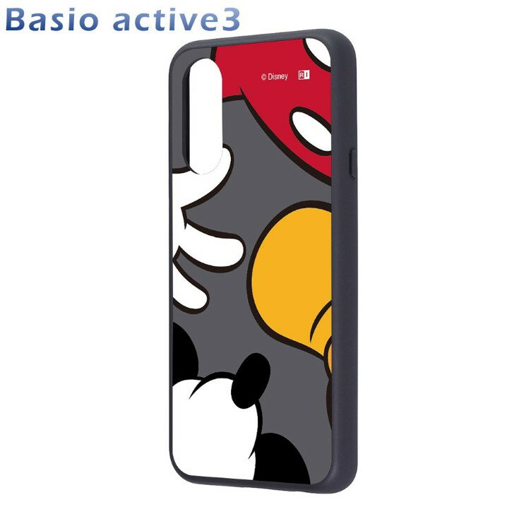BASIOactive3 ケース ディズニー ミッキーマウス カラー グレー キャラクター グッズ 衝撃吸収 ハイブリッド 保護 スマホ カバー ハード BASIO active3 KYG04 au UQmobile 京セラ maru IQ-DBSOA3K4TB-MK26