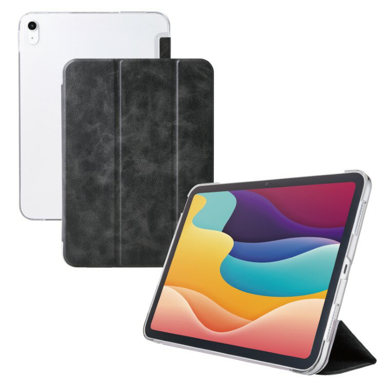 乐天商城 - エレコム iPad ケース 11インチ ( A16 ) / 10.9インチ 第10世代 フラップ カバー 2アングル スタンド オートスリープ機能 軽量 薄型 背面クリア ブラック TB-A25RWVBK