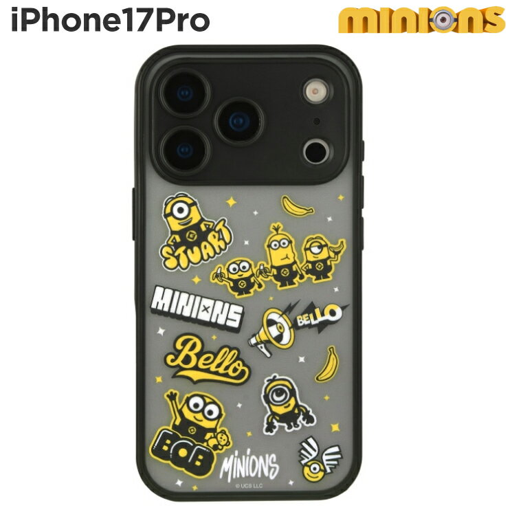 ミニオン iPhone17Pro ケース クリア 半透明 ミニオンズ ボブ ティム キャラクター グッズ スマホ カバー エアクッション ハイブリッド 耐衝撃 iPhone 2025 6.3inch 3眼 アイホン アイフォン マットクリア MINI-528A
