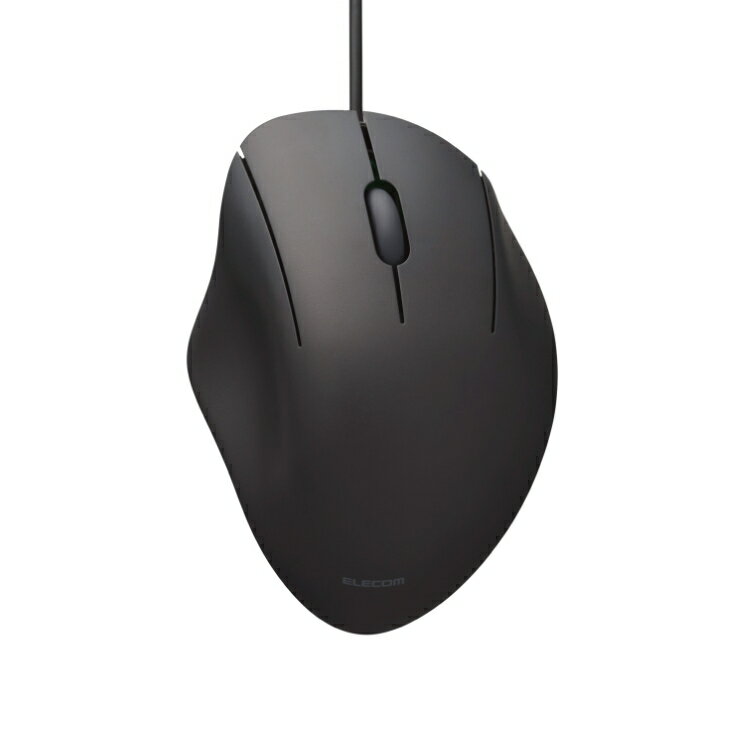 エレコム 有線 USB マウス 静音 3ボタン エルゴノミクス 【 USB-Aポート搭載 パソコン Windows mac Chrome 対応 】 抗菌 Mサイズ SHELLPHA ブラック M-SH10UBSKBK