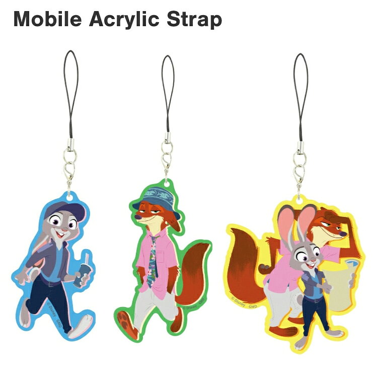 乐天商城 - ズートピア ストラップ スマホ モバイル アクリル ディズニー Disney キャラクター グッズ 携帯 アクセサリー チャーム キーホルダー Lサイズ DNG-313