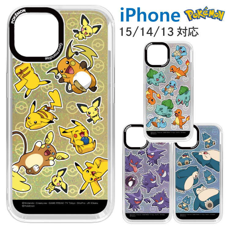포켓몬 iPhone15 iPhone14 iPhone13 케이스 클리어 피카츄 메타몬 카비곤 캐릭터 상품 스마트폰 커버 카메라 프레임 이너 시트 첨부 사양 iPhone 15 14 13 2안 아이폰 아이폰 CameraFrame PKE-16