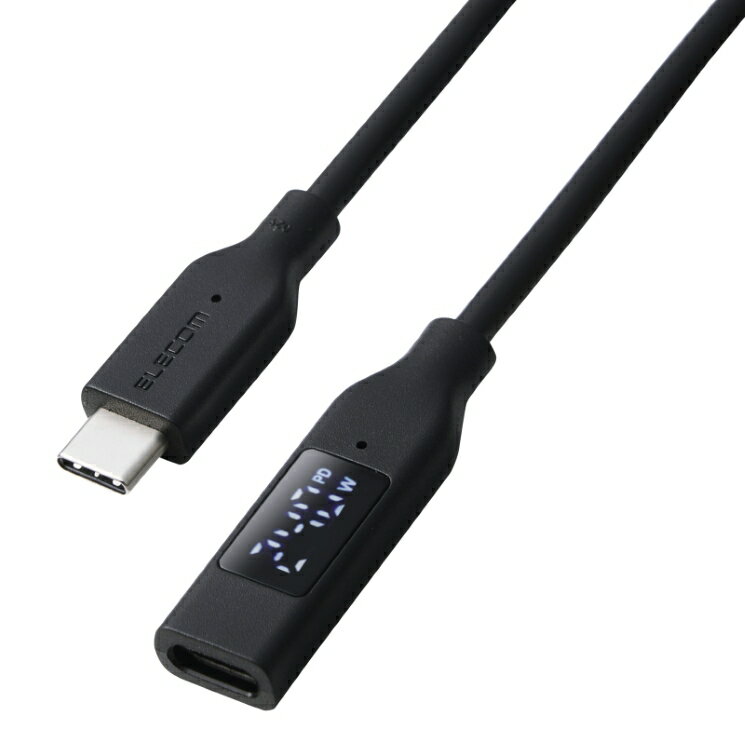 乐天商城 - エレコム 電力表示ディスプレイ搭載 USB Type-C 延長ケーブル 1m PD240W対応 USB-Cプラグ - USB-Cポート 480Mbpsデータ転送 ブラック MPA-CCWE10BK