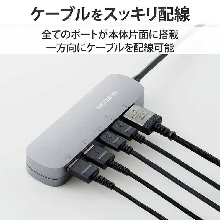 USB Type C �ɥå��󥰥��ơ������ �ϥ� 5-in-1 PD 90W���� USB-C ��2 USB-A ��2 HDMI ��1 �� Windows 11 10 macOS iPadOS �б� �� �����ѥ�������� ����С� ���쥳�� ELECOM