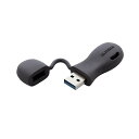 USBメモリ 32GB USB3.2(Gen1)/3.1(Gen1)/3.0/2.0 USB A 一体型 キャップ式 ストラップホール付 シリコン素材 耐衝撃 【 Windows 11 Mac PC 他対応 】 ブラック