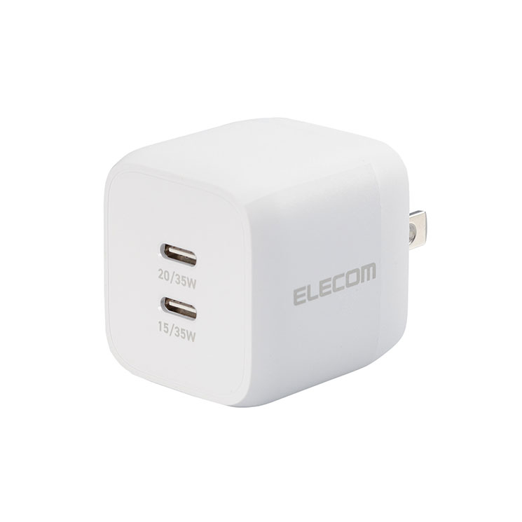 USB Type-C 充電器 PD PPS対応 出力 35W タイプC ×2 【 MacBook Air iPad iPhone Android Nintendo Switch 等対応 】 ホワイト エレコム ELECOM