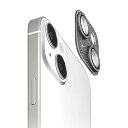 iPhone15 iPhone15Plus カメラ フル プロテクター ガラス フィルム ラメ グリッター ブラック 10H クリア 透明 保護 レンズ 背面カメラ 一体型 タイプ 簡単 貼付け きらきら PG-23ACLG14BK