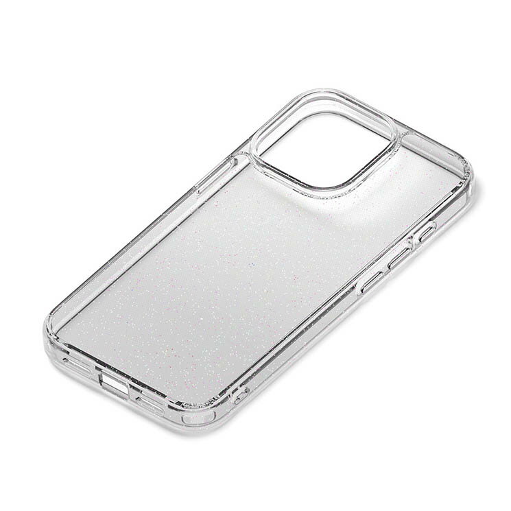 iPhone15Pro ケース ホワイト ラメ クリア 透明 グラデーション きらきら ハイブリッド スマホ カバー アイフォン アイホン 2023 6.1inch 3眼 PG-23BPT13WH