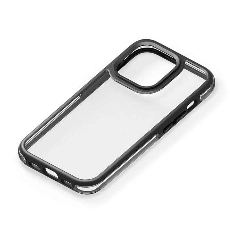 乐天商城 - iPhone15Pro ケース エアクッション クリア ブラック フレーム 耐衝撃 MIL規格 タフ ミルスペック 頑丈 シンプル 無地 スマホ カバー アイフォン アイホン 2023 6.1inch 3眼 クリアタフケース PG-23BPT14BK