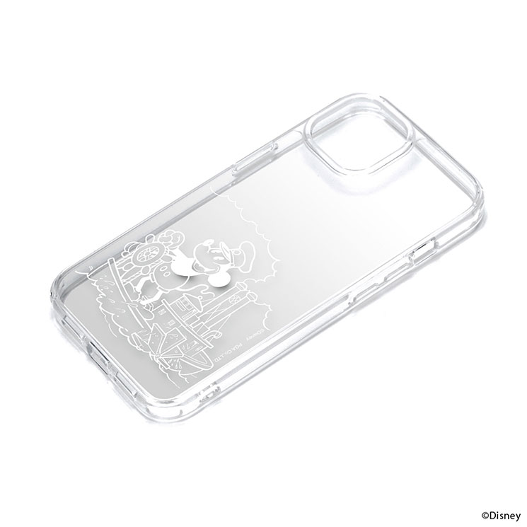 iPhone15 ケース ディズニー ミッキー クリア 透明 グラデーション グレー ハイブリッド キャラクター グッズ スマホ カバー アイフォン アイホン 2023 6.1inch 2眼 PG-D23APT04MKY