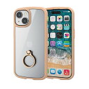 iPhone 15 用 ケース ハイブリッド カバー 衝撃吸収 軽量 薄型 カメラレンズ保護設計 ストラップホール付 リング付 TOUGH SLIM LITE カフェオレ エレコム ELECOM
