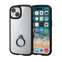 iPhone 15 用 ケース ハイブリッド カバー 衝撃吸収 軽量 薄型 カメラレンズ保護設計 ストラップホール付 リング付 スタンド機能付 TOUGH SLIM LITE ブラック エレコム ELECOM