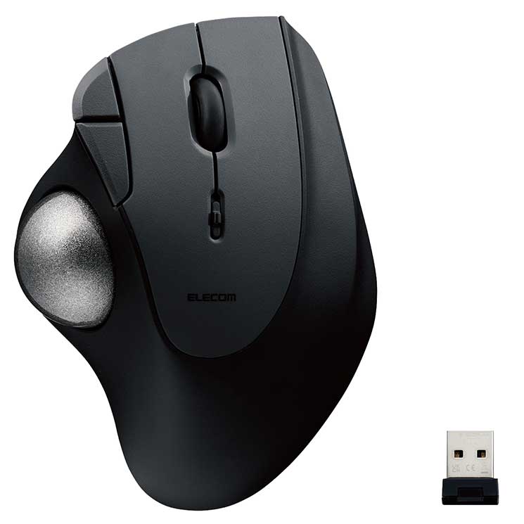 トラックボール マウス 無線 5ボタン 人工ルビーユニット エルゴノミクス 【 Windows 11 / 10 macOS ChromeOS 各種対応 】 ブラック