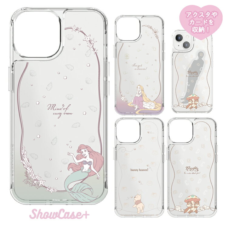 乐天商城 - iPhone 15 14 13 ケース ディズニー クリア 透明 ハイブリッド スライド 収納 スマホ カバー 耐衝撃 キャラクター グッズ アイフォン アイホン インナーシート