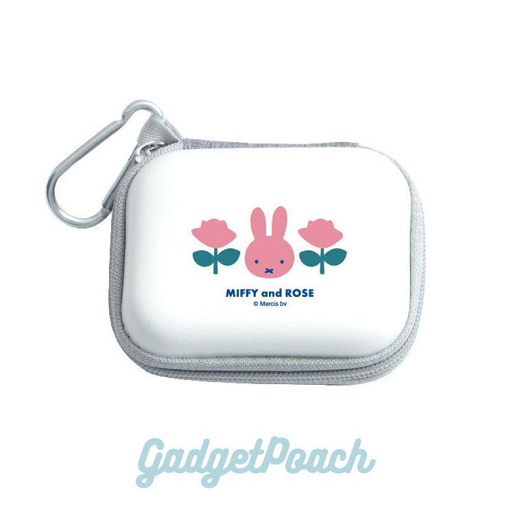 ミッフィー ポーチ ガジェットポーチ ローズ バラ キャラクター グッズ かわいい 可愛い オシャレ ミニポーチ 全開き イヤホン ケーブル 小物入れ カラビナ付 MF-490のサムネイル