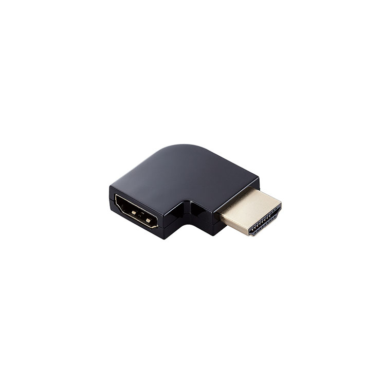 HDMI 変換 アダプタ L字 右向き 90度 オスメス変換 HDMIケーブル 延長 コネクタ 4K 60p 金メッキ RoHS指令準拠 ブラック ELECOM